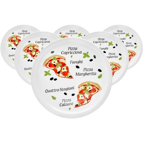 Pizzateller VAN WELL "Pizzateller Margherita ø 30,5 cm 6er Set bunt", bunt, L:30,5cm, Speiseteller