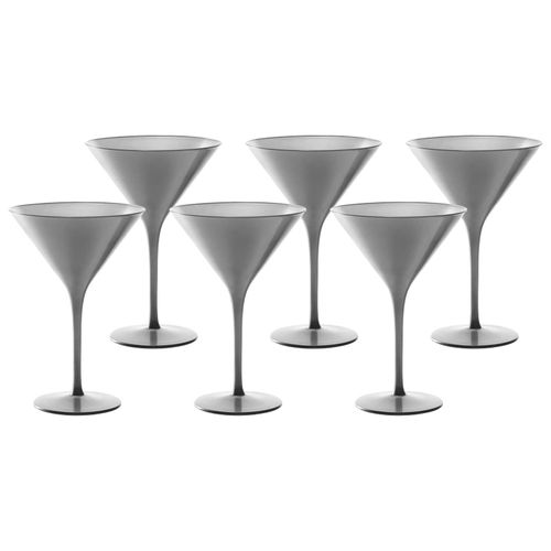 Cocktailglas STÖLZLE "Cocktailschalen Elements 240 ml 6er Set", silber, Glas, Trinkgefäße, Cocktailglas