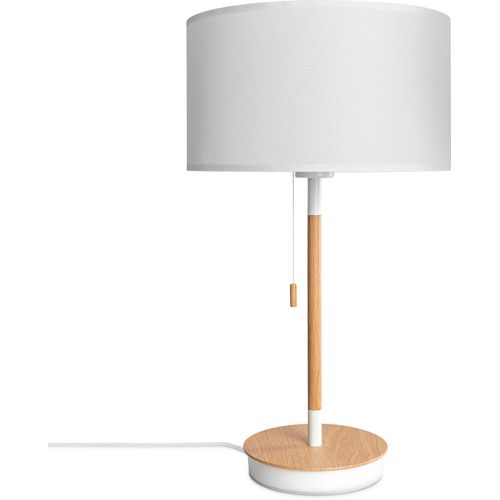 PACO HOME Tischleuchte "EK CA UNI COLOR", weiß (weiß natur weiß), Ø 28cm H: 49cm, Leuchten, Nacht Mit Schalter Stofflampe Vintage Skandinavisch, Tischleuchte