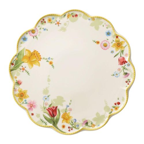 Tortenplatte VILLEROY & BOCH "Tortenplatte Spring Awakening ø 32,6 cm bunt", bunt, Porzellan, Servierplatten, Tortenplatte