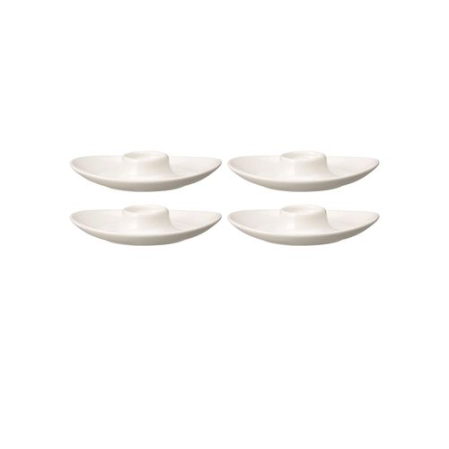 Eierbecher VILLEROY & BOCH "Eierbecher For Me 14.8 x 11.5 cm 4er Set weiß", weiß, Porzellan, Eierbecher