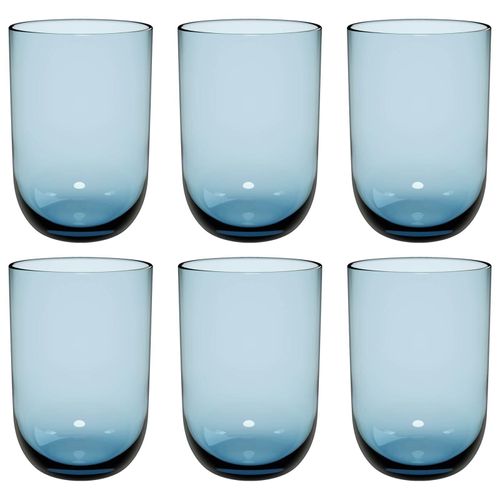 Longdrinkglas "Longdrinkbecher Like Glass 385 ml 6er Set", blau (ice), 6 tlg., Glas, LIKE. BY VILLEROY & BOCH, Trinkgefäße