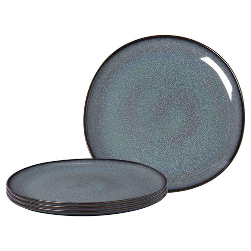 Servierplatte "Servierplatten Lave ø 32 cm 4er Set", grau (gris), Steingut, LIKE. BY VILLEROY & BOCH, Servierplatten, Servierplatte