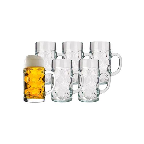 Bierkrug STÖLZLE "Bierkrüge Isar 500 ml 6er Set transparent", bunt (transparent), Glas, Trinkgefäße