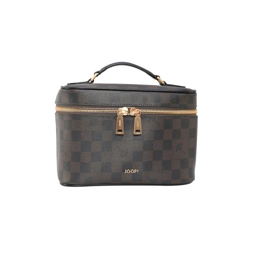 Kosmetiktasche JOOP "Kosmetiktasche Cortina Piazza Flora Washbag mhz", Damen, Gr. B/H/T: 24cm x 17cm x 13cm 0, braun (braun, schwarz), Obermaterial: 100% Synthetik synthetic., Taschen Kosmetiktasche