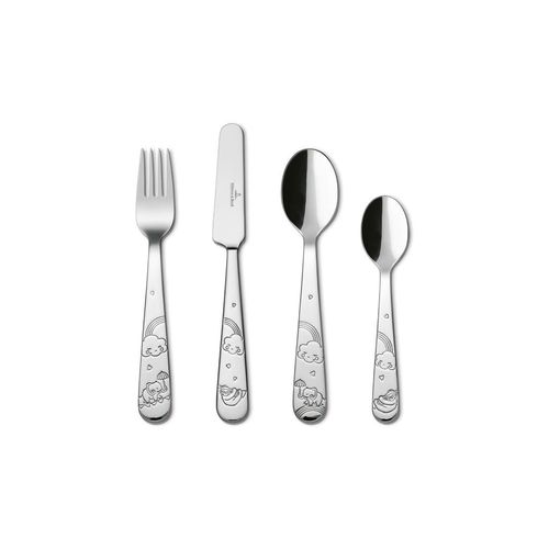 Kinderbesteck VILLEROY & BOCH "Kinderbesteck Walk like an Elephant 4er Set silber", silber, 4 tlg., Essbesteck-Sets