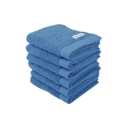 Gästehandtuch TOM TAILOR "Gästetuch Color Bath Guest Towel 6er Pack" Gr. S, blau, B:30cm, Obermaterial: 100% Baumwolle CO., Handtücher