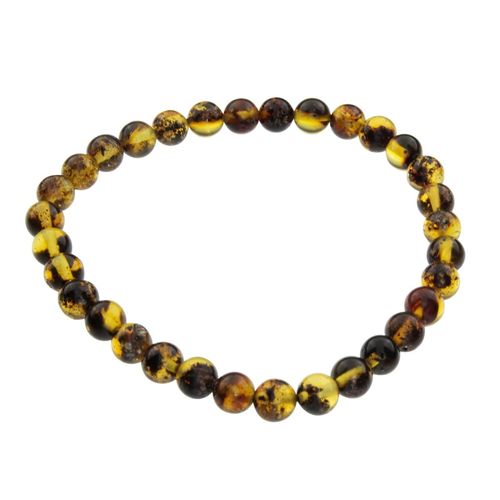 Armband OSTSEE-SCHMUCK "- Kugel 6 mm - Bernstein -" Gr. 19, grün (grün, bernsteinfarben), Armbänder, Damen, Bernstein, Armband