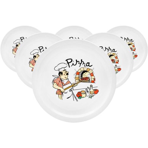 Pizzateller VAN WELL "Pizzateller Küchenchef ø 30,5 cm 6er Set bunt", bunt, L:30,5cm, Speiseteller