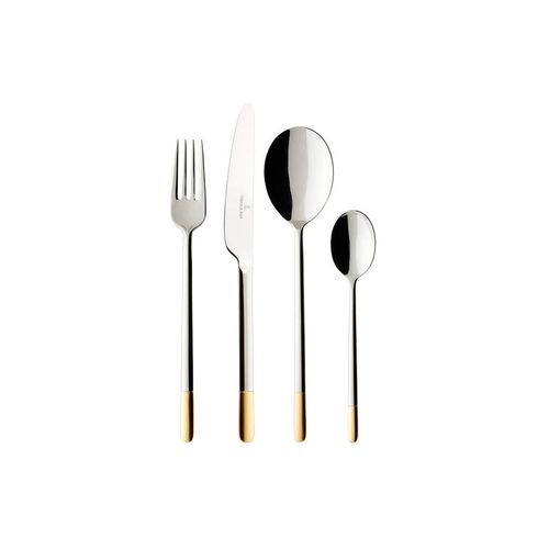 Besteck-Set VILLEROY & BOCH "Tafelbesteck Ella 24er Set silber-gold", bunt (silber, gold), Essbesteck-Sets