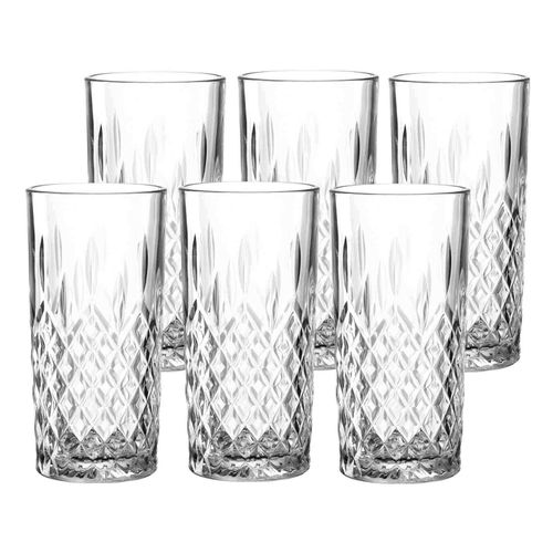 Cocktailglas LEONARDO "Longdrinkbecher Limited Edition 340 ml 6er Set transparent", bunt (transparent), 6 tlg., Glas, Trinkgefäße, Cocktailglas