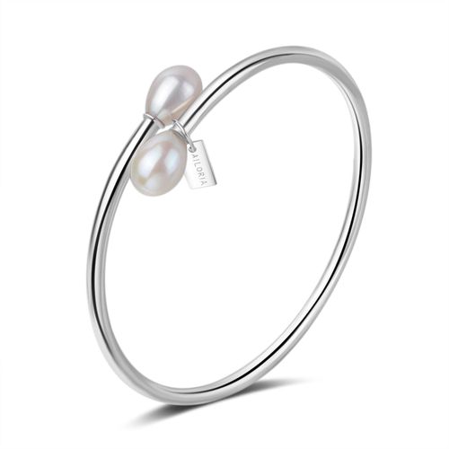 Armreif AILORIA "Armreif Silber/weiße Perle MASA", weiß, Armbänder, Damen, Armreif