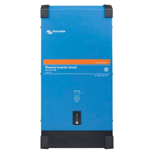 Wechselrichter VICTRON ENERGY "Phoenix 48/5000 Smart", schwarz (blau, schwarz), B:55,5cm H:29,5cm L:16cm, Kunststoff, Polychlorierte Biphenyle (PCB), Stahl, Wandler