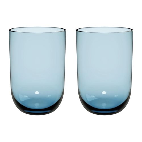 Longdrinkglas "Longdrinkbecher Like Glass 385 ml 2er Set", blau (ice), 2 tlg., Glas, LIKE. BY VILLEROY & BOCH, Trinkgefäße