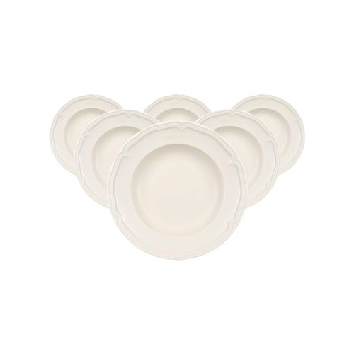 Suppenteller VILLEROY & BOCH "Suppenteller Manoir ø 22,8 cm 6er Set weiß", weiß, Speiseteller