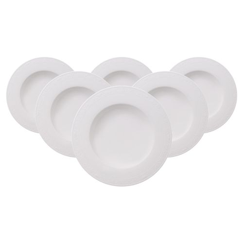 Suppenteller VILLEROY & BOCH "Suppenteller White Pearl ø 24,8 cm 6er Set weiß", weiß, Speiseteller