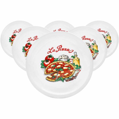 Pizzateller VAN WELL "Pizzateller Napoli ø 30,5 cm 6er Set bunt", bunt, L:30,5cm, Speiseteller