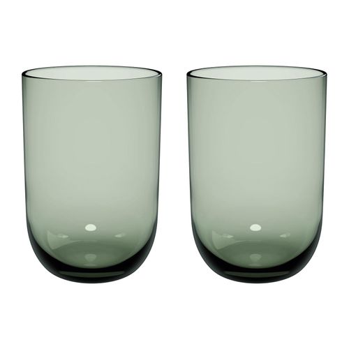 Longdrinkglas "Longdrinkbecher Like Glass 385 ml 2er Set", grün (sage), 2 tlg., Glas, LIKE. BY VILLEROY & BOCH, Trinkgefäße