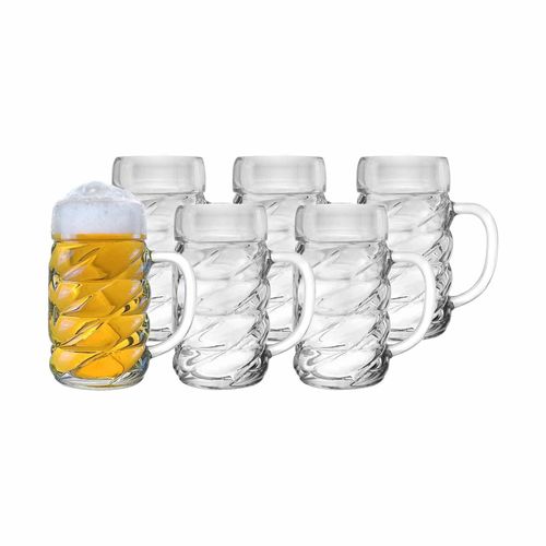 Bierkrug STÖLZLE "Bierkrüge Diamond 500 ml 6er Set transparent", bunt (transparent), Glas, Trinkgefäße