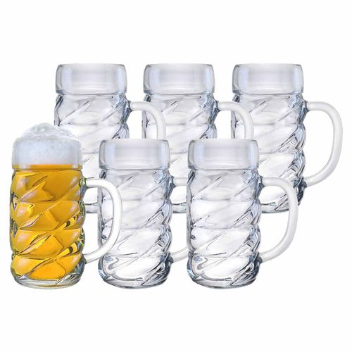 Bierkrug STÖLZLE "Bierkrüge Diamond 0,3 Liter 6er Set transparent", bunt (transparent), 6 tlg., Glas, Trinkgefäße