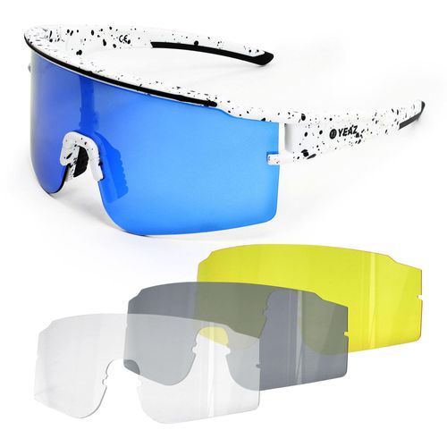 Sportbrille YEAZ "Sport-Sonnenbrille Weiß/Blau SUNTHRILL Set", Damen, weiß (weiß, blau), Sonnenbrillen