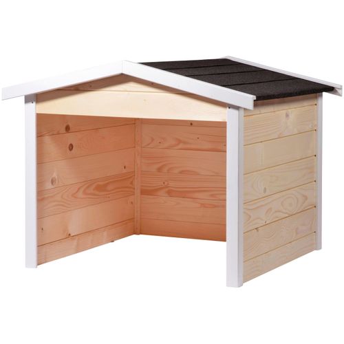 Mähroboter-Garage DOBAR, beige (natur), B:68cm H:52cm T:76cm, Holzwerkstoff, Mähroboterstationen, aus Holz in natur, mit Bitumen-Dach
