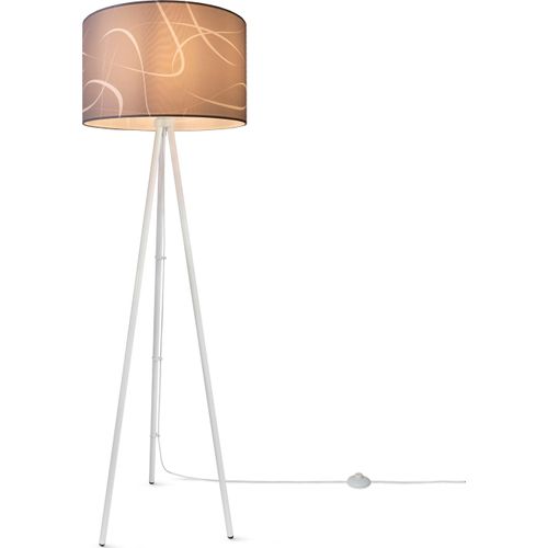 PACO HOME Stehlampe "Trina Tribal", weiß, H: 148,5cm, Leuchten, Stehlampe Dreibein Mit Lampenschirm Stoff Stativ Modern Vintage Uni, Stehlampe