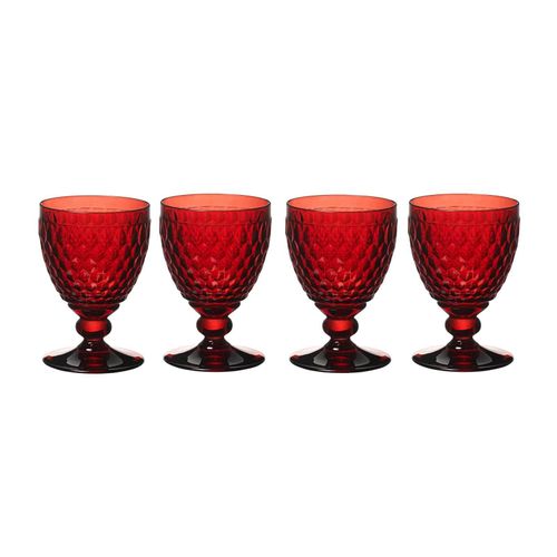 Rotweinglas VILLEROY & BOCH "Rotweingläser Boston Coloured 310 ml 4er Set", rot, Glas, Trinkgefäße, Rotweinglas