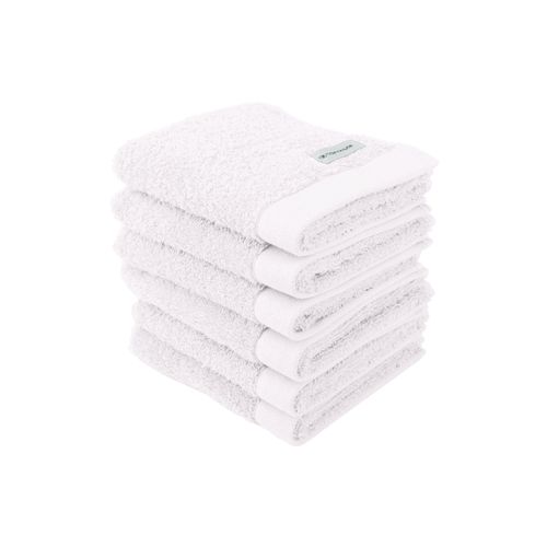 Gästehandtuch TOM TAILOR "Gästetuch Color Bath Guest Towel 6er Pack" Gr. S, weiß, B:30cm, Obermaterial: 100% Baumwolle CO., Handtücher
