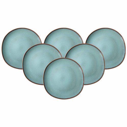 Speiseteller "Speiseteller Lave ø 28 cm 6er Set", blau (glacé), LIKE. BY VILLEROY & BOCH, Speiseteller, Speiseteller