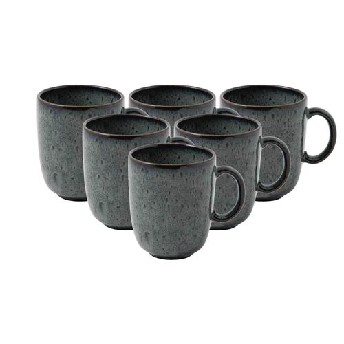 Becher "Becher mit Henkel Lave 400 ml 6er Set", grau (gris), 6 tlg., Steingut, LIKE. BY VILLEROY & BOCH, Trinkgefäße, Becher
