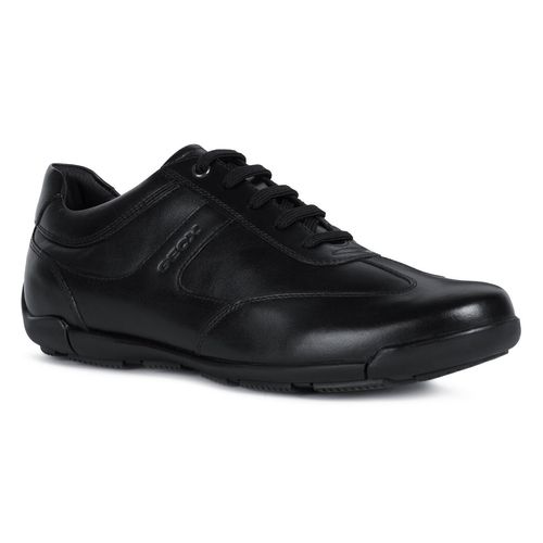 Sneaker GEOX "Edgeware", Herren, Gr. 42, schwarz, Kalbsleder, unifarben, Schuhe Sneaker, Schnrüschuh, Business Schuh mit Lederfutter