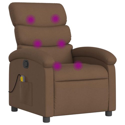 Massagesessel Stoff Braun 70 x 92 x 99,5 cm (B x T x H) mit manueller Liegefunktion und Vibrationsfunktion