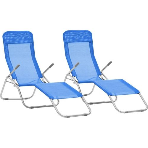 Klappliegen 2 Stk. Textilene Blau