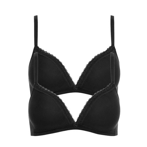 Triangel-BH LISCA "2er Pack Triangel BH ohne Bügel Ines", Damen, Gr. 70, Cup C, schwarz, Spitze, Obermaterial: 95% Baumwolle CO. 5% Elasthan EL., BHs Triangel-BH