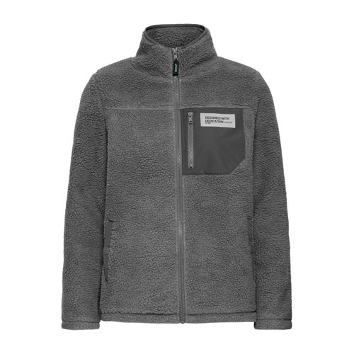 Plüschjacke OXMO "Plüschjacke OXAbby", Damen, Gr. L, grau (iron gate), Obermaterial: 100% Polyester PES., Jacken