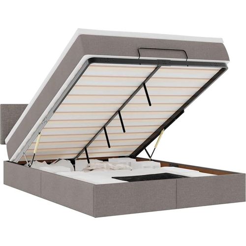Ottomanische Bett mit Matratze & LEDs Taupe 140x190 cm Stoff