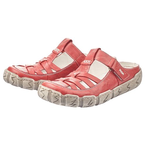 Clog RIEKER, Damen, Gr. 41, rot, Leder, Schuhe Clog, Sabot, Sommerschuh, Schlappen, Hausschuh mit Ziernähten