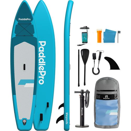LifeGoods SUP Board Touring - 165 KG Tragkraft - 365 x 76 cm - Aufblasbar - Komplettes SUP Paket - Blau