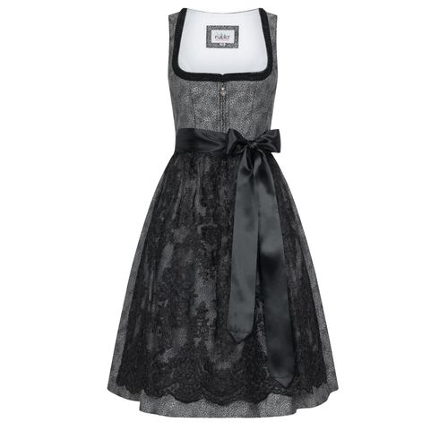 Dirndl NÜBLER "Midi Dirndl Leo", Damen, Gr. 36, EURO, silber, Obermaterial: 100% Viskose CV., Kleider