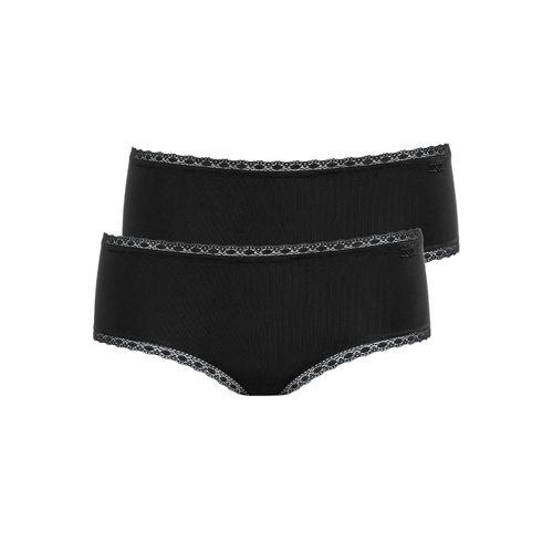 Panty LISCA "2er Pack Damen Panty Ines", Damen, Gr. 40, schwarz, Spitze, Obermaterial: 95% Baumwolle CO. 5% Elasthan EL., Unterhosen Panty