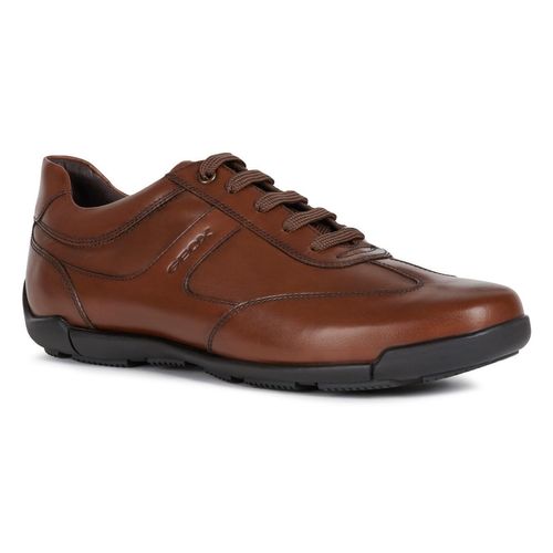 Sneaker GEOX "Edgeware", Herren, Gr. 43, braun (cognac), Kalbsleder, unifarben, Schuhe Sneaker, Schnrüschuh, Business Schuh mit Lederfutter