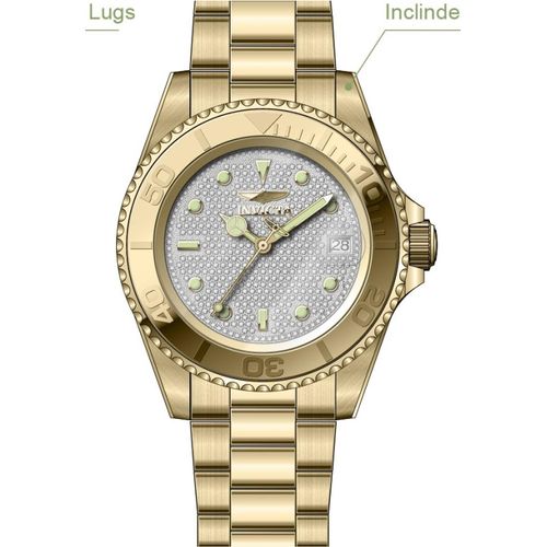 Invicta Pro Diver 50280 Herren Uhr - Mechanische Bewegung - Edelstahl mit Silber Zifferblatt - 40 mm