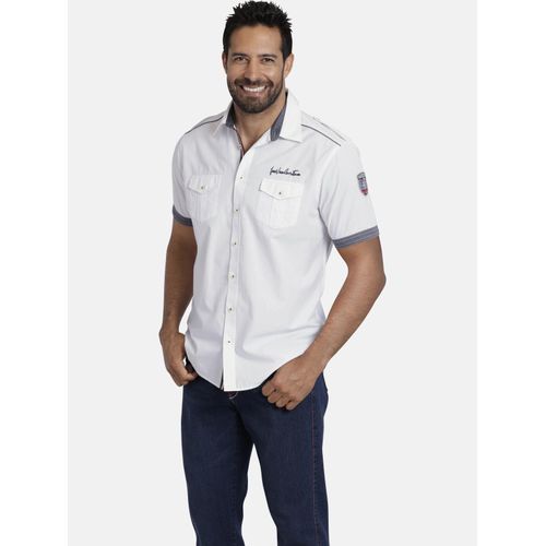 Kurzarmhemd JAN VANDERSTORM "Kurzarmhemd SKIRNIR", Herren, Gr. XL, weit, weiß, Obermaterial: 100% Baumwolle CO., Hemden