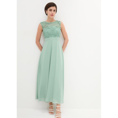 bonprix Maxikleid mit Spitze, grün, Gr.52, Elegantes Abendkleid mit Spitze im Oberteil und einem Rücken-Cut-Out