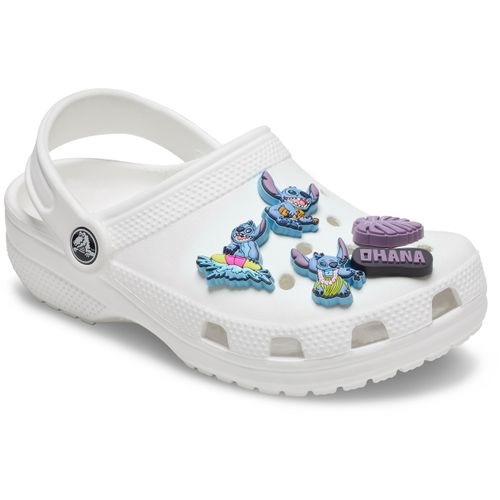 Schuhanstecker CROCS "Jibbitz™ Stitch Tropical", Kinder, grau (grau lila), PVC, Schuhzubehör Schuhanstecker, Charm, Anstecker, Schuh-Anstecker von Lilo und Stich