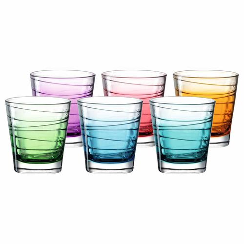 Glas LEONARDO "Trinkgläser Vario Struttura 250 ml 6er Set", bunt, Glas, Trinkgefäße, Kaffeetasse