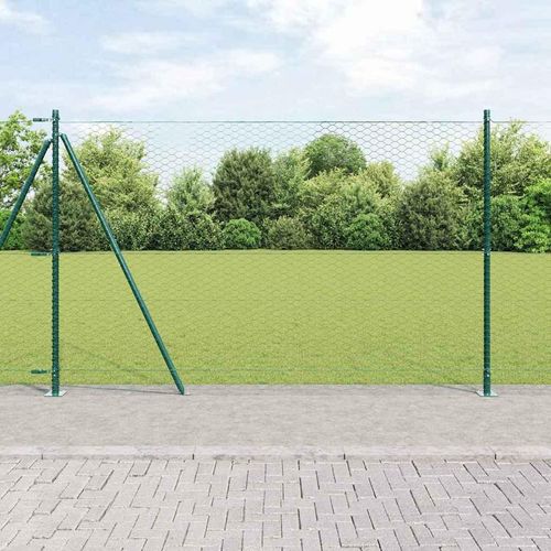 "Schlussverkauf" Gartenzaun - Zaunpfosten Grün 25x1,4 m (36 mm Maschen) Stahl und PVC C17097