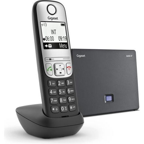 Gigaset A690IP, DECT-Telefon, Kabelloses Mobilteil, Freisprecheinrichtung, 150 Eintragungen, SMS (Kurznachrichtendienst), Schwarz