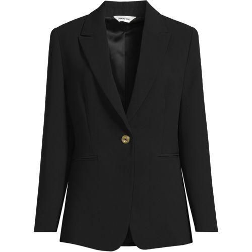 Crêpe-Blazer, Damen,  Schwarz, Polyester, by Lands' End